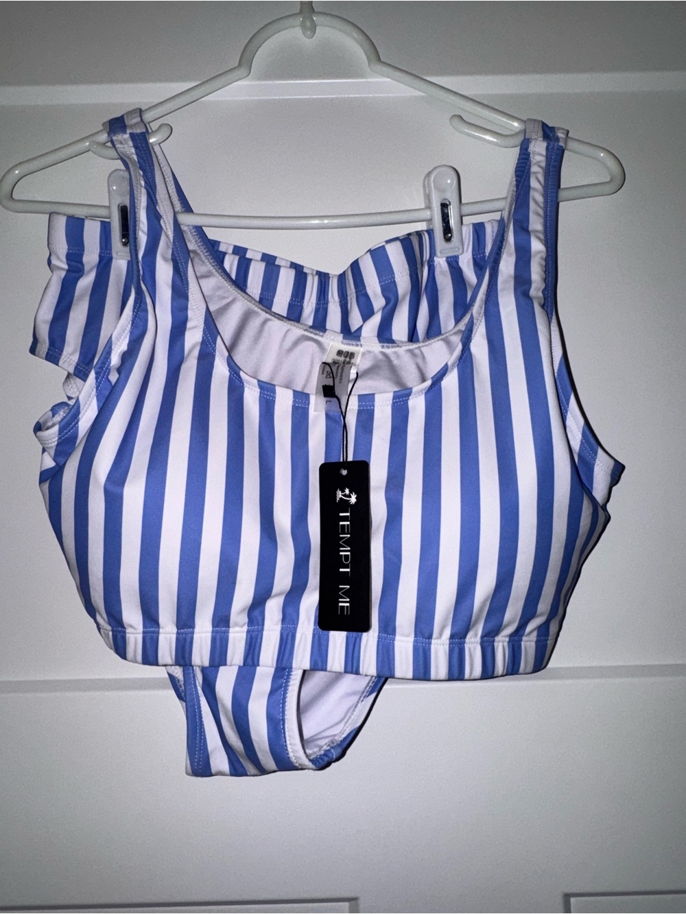 Tempt Me Blue & White Striped Women’s Bikini / Sz L / BNWT